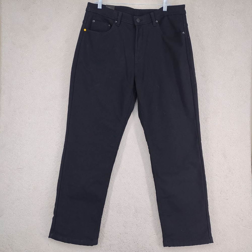 CAT Fleece Lined Canvas Pants Mens 36x30 Black Insulated Durable Warm Work Pant